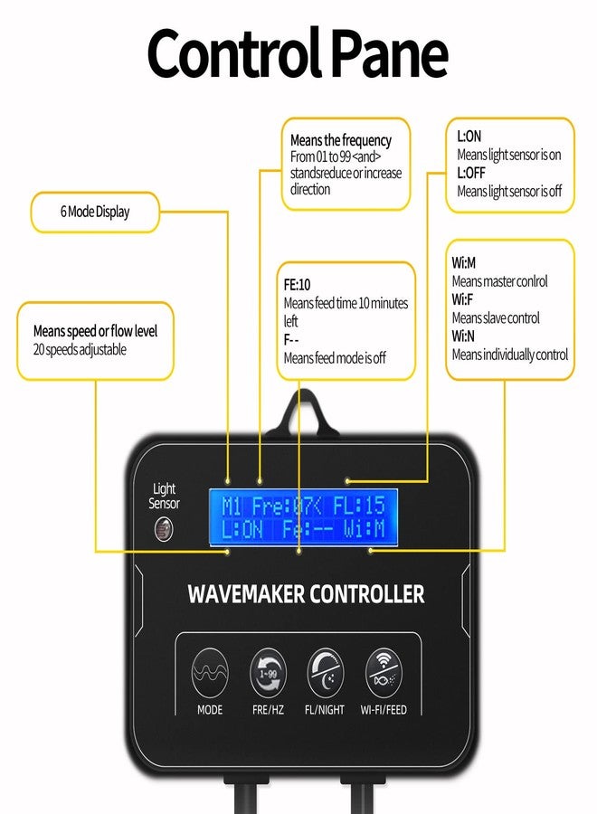 UPETTOOLS Aquarium Wave Maker With Controller, 3400 GPH DC Circulation Pump, Ultra-Quiet Fish Tank Powerhead with Magnetic Mount Suction for 60-120 Gal Freshwater Saltwater Tank - Image 5
